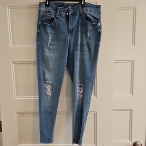 Women's Blue Distressed Jeans